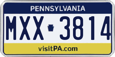 PA license plate MXX3814