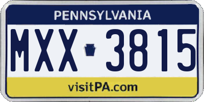 PA license plate MXX3815