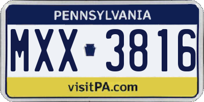PA license plate MXX3816