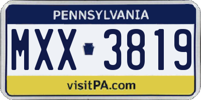 PA license plate MXX3819