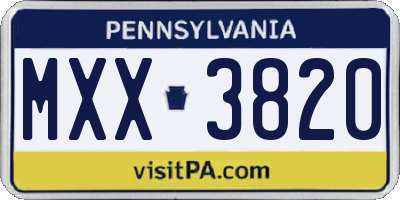 PA license plate MXX3820