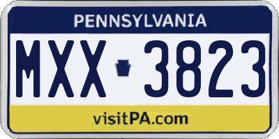 PA license plate MXX3823