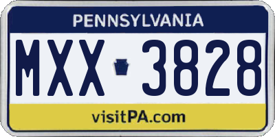 PA license plate MXX3828
