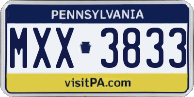 PA license plate MXX3833