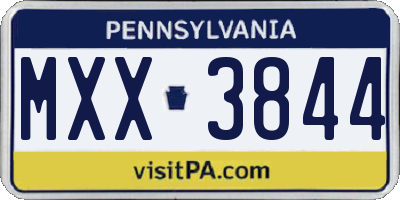 PA license plate MXX3844