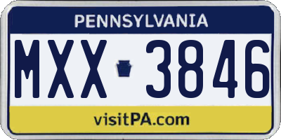 PA license plate MXX3846