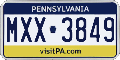 PA license plate MXX3849