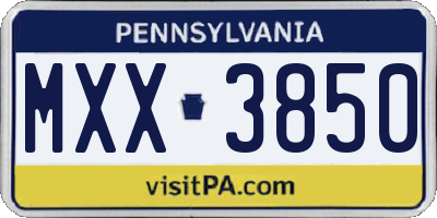 PA license plate MXX3850