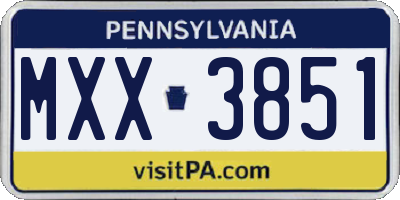 PA license plate MXX3851