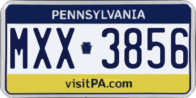 PA license plate MXX3856