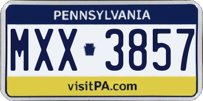 PA license plate MXX3857