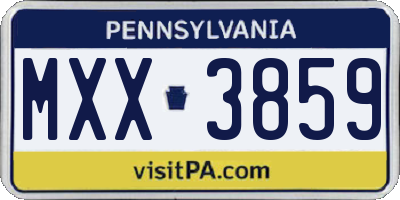 PA license plate MXX3859