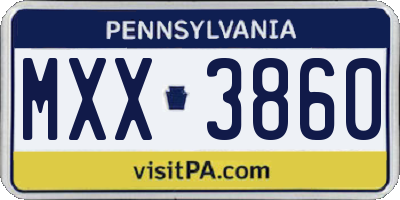 PA license plate MXX3860