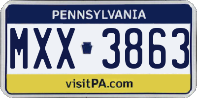 PA license plate MXX3863