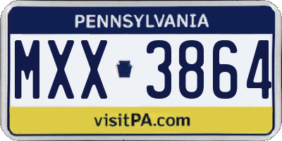 PA license plate MXX3864