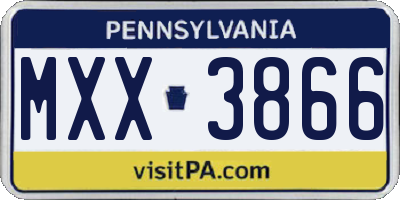 PA license plate MXX3866