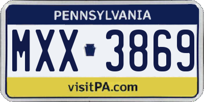 PA license plate MXX3869