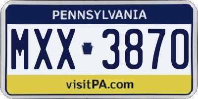 PA license plate MXX3870