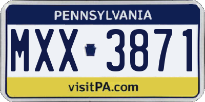 PA license plate MXX3871