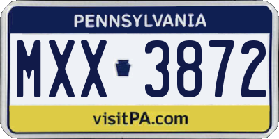 PA license plate MXX3872