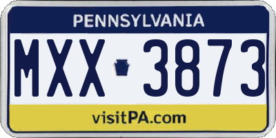 PA license plate MXX3873