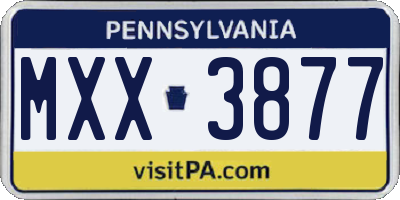 PA license plate MXX3877