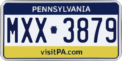PA license plate MXX3879