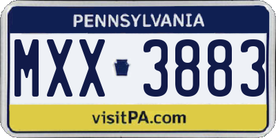 PA license plate MXX3883