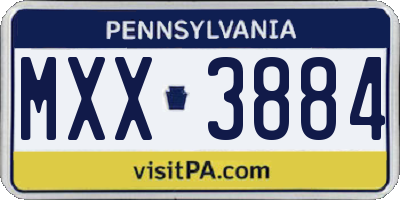 PA license plate MXX3884