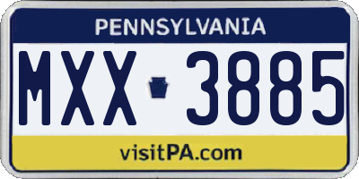 PA license plate MXX3885