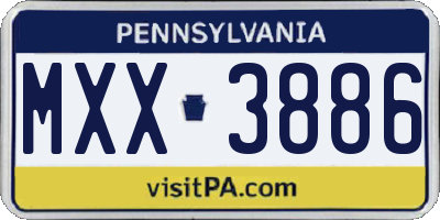PA license plate MXX3886