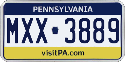 PA license plate MXX3889