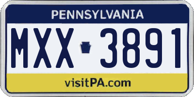 PA license plate MXX3891