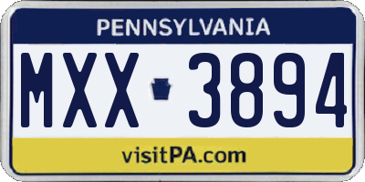 PA license plate MXX3894