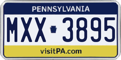 PA license plate MXX3895