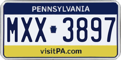 PA license plate MXX3897