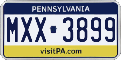 PA license plate MXX3899