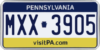 PA license plate MXX3905