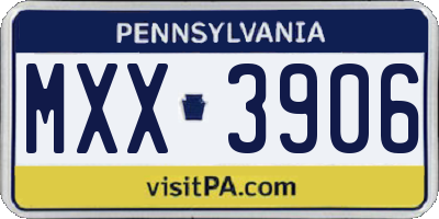 PA license plate MXX3906
