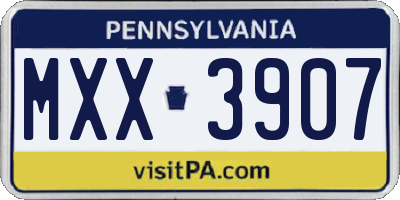 PA license plate MXX3907