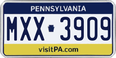 PA license plate MXX3909