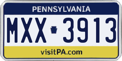 PA license plate MXX3913