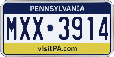 PA license plate MXX3914