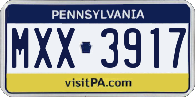 PA license plate MXX3917
