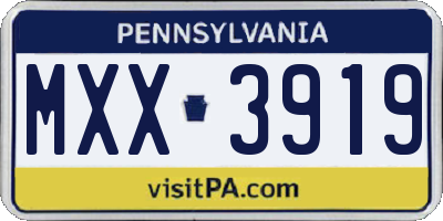 PA license plate MXX3919