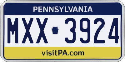 PA license plate MXX3924