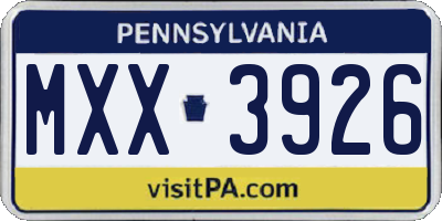 PA license plate MXX3926