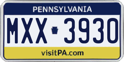 PA license plate MXX3930