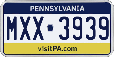 PA license plate MXX3939