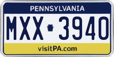 PA license plate MXX3940